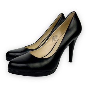 Nine West Womens Rocha Leather Slip On Platform Pumps Heels Black Size 7.5M